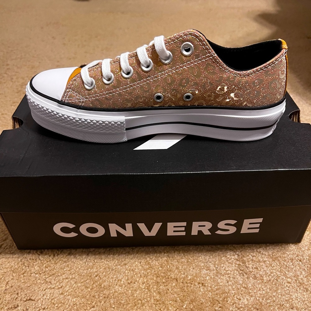 Converse Platform Gold Glitter Cheetah Shoe